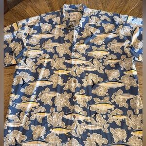Guy Harvey Tuna Fish Hawaiian Shirt Y2K Bluewater Wear AFTCO XL Coastal Camp